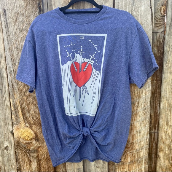 Other - Blue tarot card tshirt heart with swords